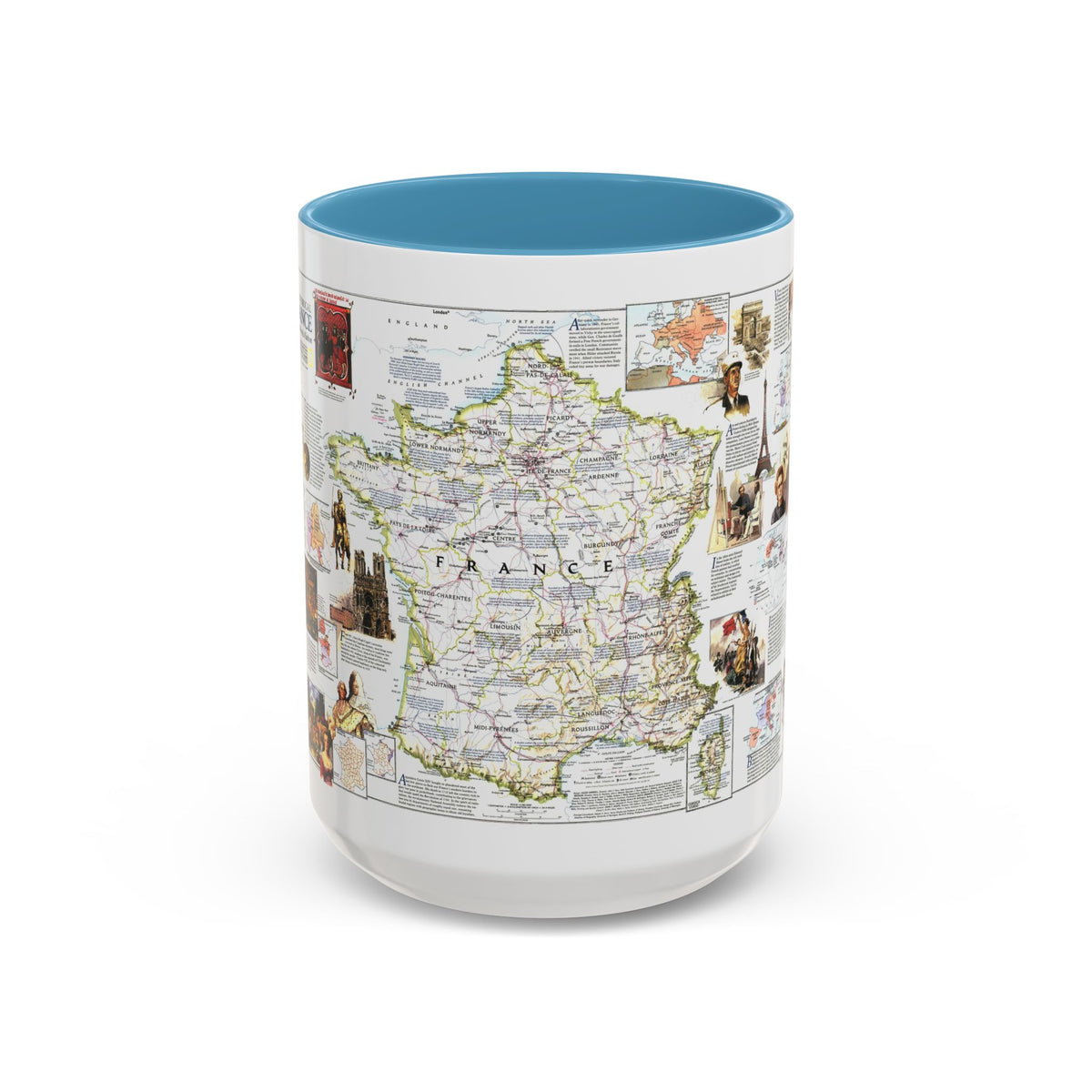 France- - Historical Evolution of a Nation (1989) (Map) Accent Coffee Mug