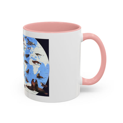 Pinnipeds Around the World (1987) (Map) Accent Coffee Mug