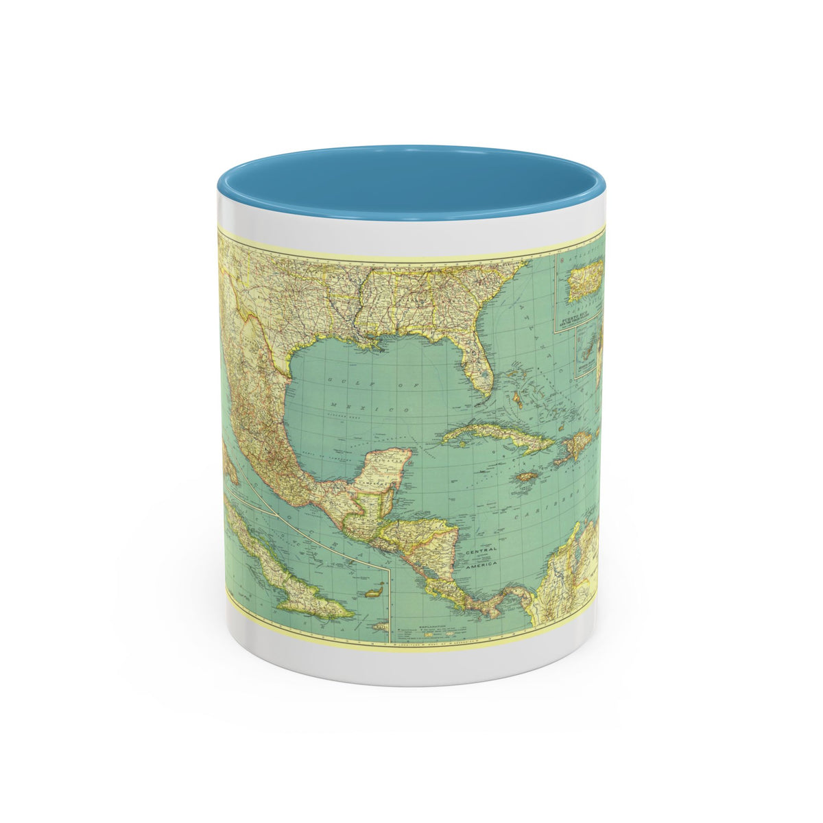 Central America and the West Indies (1934) (Map) Accent Coffee Mug