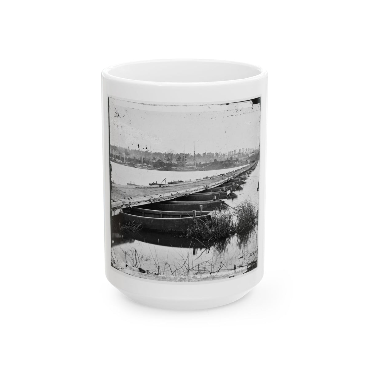 Jones' Landing, Va., Vicinity. Pontoon Bridge Over The James, From The North Bank (U.S. Civil War) White Coffee Mug
