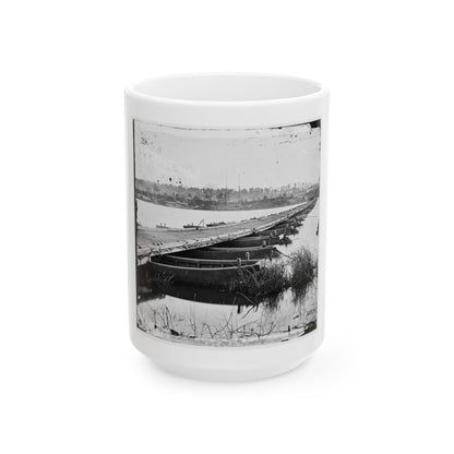 Jones' Landing, Va., Vicinity. Pontoon Bridge Over The James, From The North Bank (U.S. Civil War) White Coffee Mug