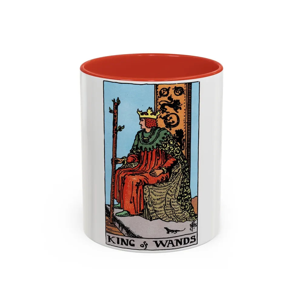 The King of Wands (Tarot Card) Accent Coffee Mug-11oz-Red-Go Mug Yourself