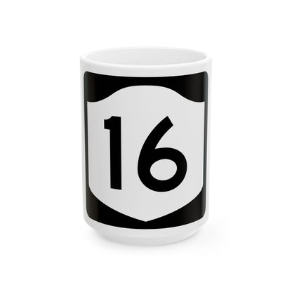 NY-16 (New York) (Road Sign) White Coffee Mug