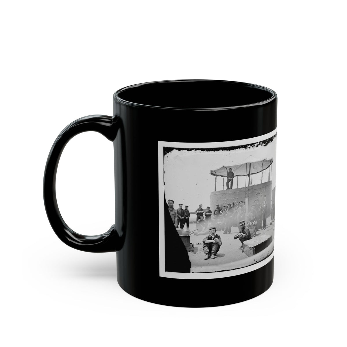 James River, Va. Sailors On Deck Of U.S.S. Monitor; Cookstove At Left (U.S. Civil War) Black Coffee Mug