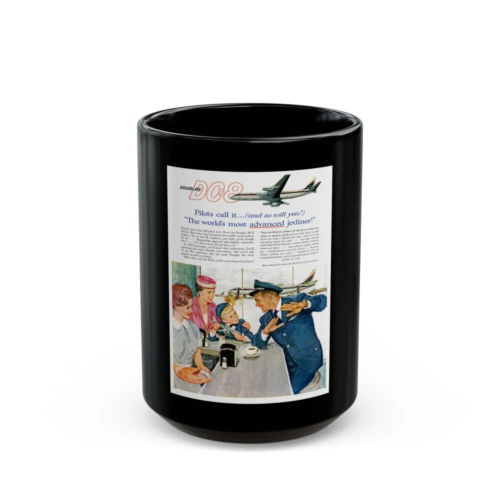 DC-8 Excitement ad, 1959 - Black Coffee Mug-15oz-Go Mug Yourself