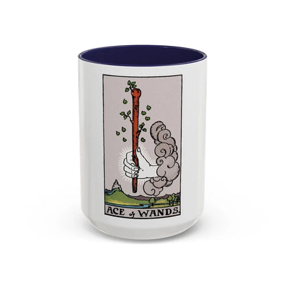 The Ace of Wands (Tarot Card) Accent Coffee Mug-15oz-Navy-Go Mug Yourself