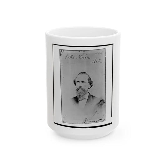 Evander Mcnair, Of Arkansas, Brigadier General, C.S.A., Head-And-Shoulders Portrait, Facing Left (U.S. Civil War) White Coffee Mug-15oz-Go Mug Yourself