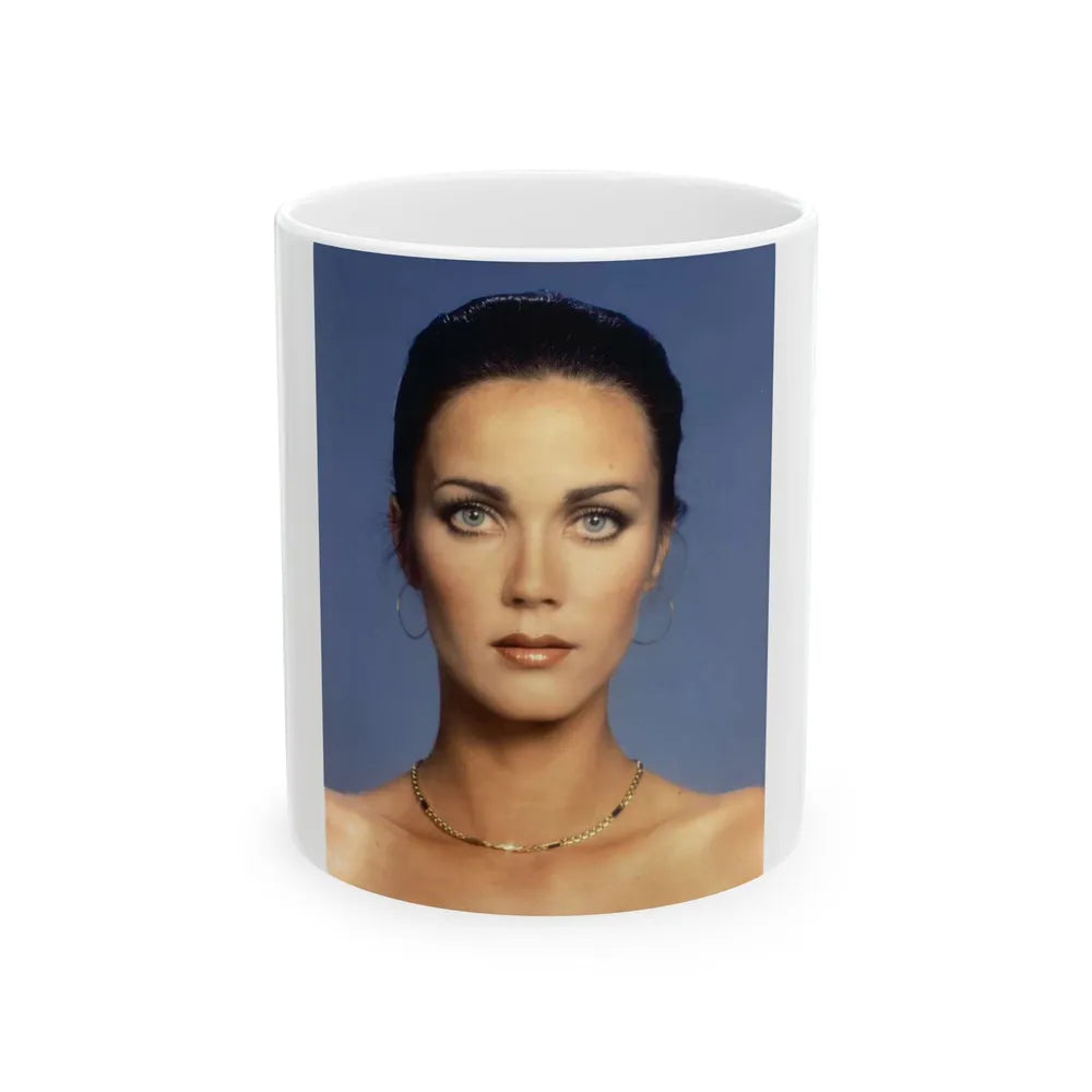 Lynda Carter #227 (Vintage Female Icon) White Coffee Mug-11oz-Go Mug Yourself