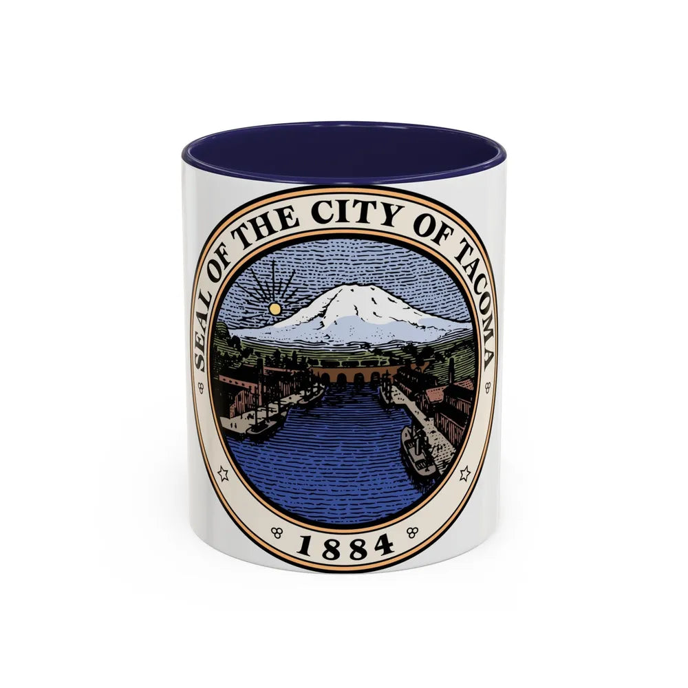 Seal of Tacoma WA - Accent Coffee Mug-11oz-Navy-Go Mug Yourself