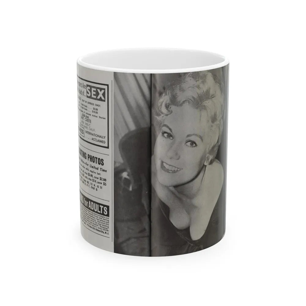 Kim Novak #219 - Pose! Pocket Mag. July '58 - 1 B&W Part Centerfold Photo (Vintage Female Icon) White Coffee Mug-11oz-Go Mug Yourself