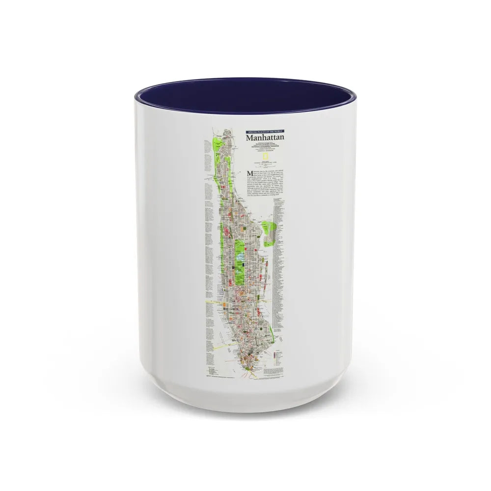 USA - Manhattan (1990) (Map) Accent Coffee Mug-15oz-Navy-Go Mug Yourself