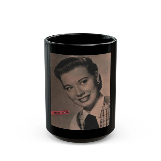 Peggy Dow #64 - Early 50's B&W Glamour Fashion Portrait Photo Magazine Clipping (Vintage Female Icon) Black Coffee Mug-15oz-Go Mug Yourself