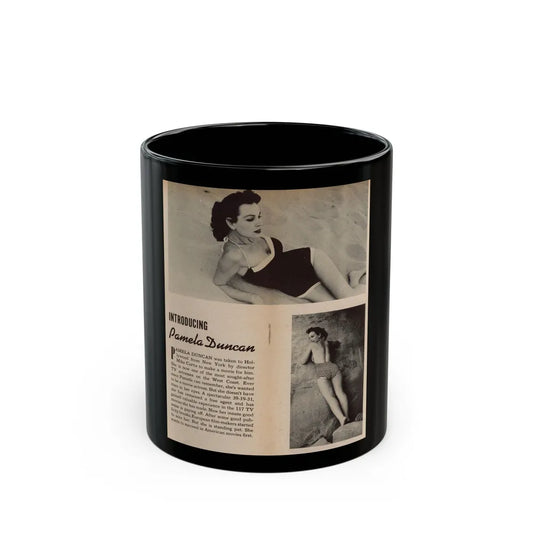 Pamela Duncan #13 - Night and Day Oversized Mag. Feb. '55 - 2 B&W Photos & Short Article on Pam1 (Vintage Female Icon) Black Coffee Mug-11oz-Go Mug Yourself