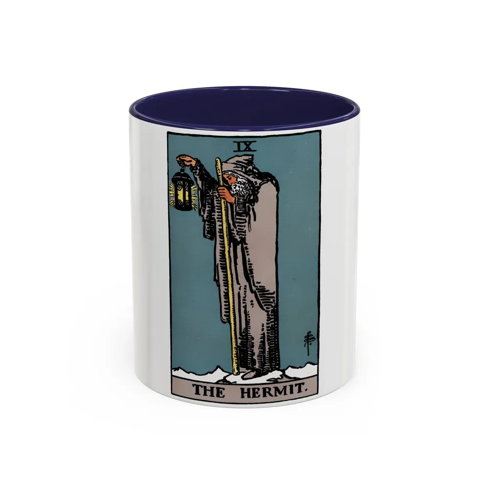 The Hermit (Tarot Card) Accent Coffee Mug-11oz-Navy-Go Mug Yourself