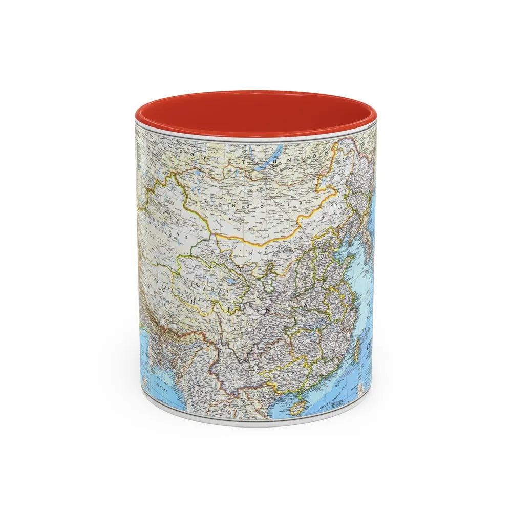 China 1 (1991) (Map) Accent Coffee Mug-11oz-Red-Go Mug Yourself