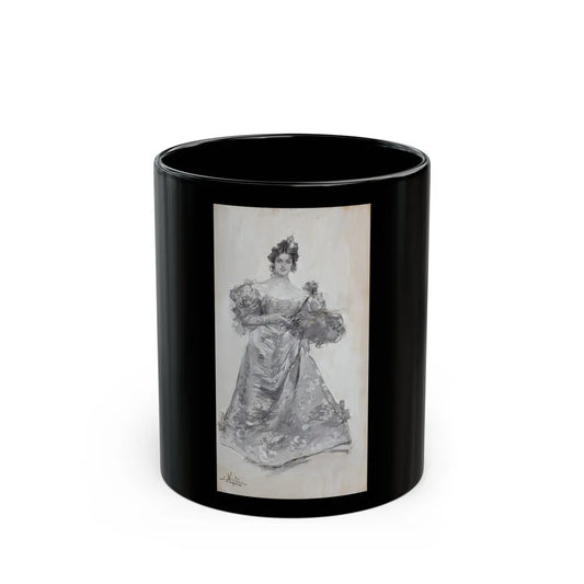 Elegant Woman with Plumed Fan - Black Coffee Mug-11oz-Go Mug Yourself