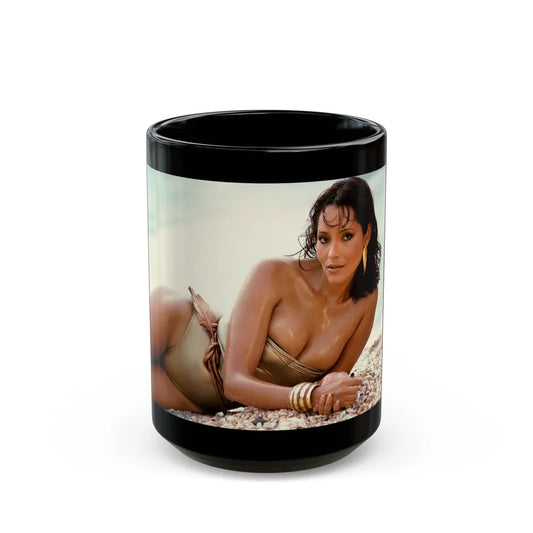 Barbara Carrera #63 (Vintage Female Icon) Black Coffee Mug-15oz-Go Mug Yourself