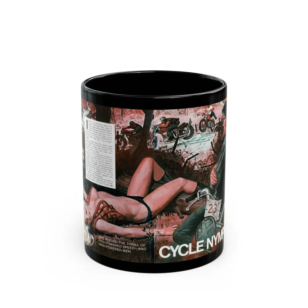 Cycle Nymph, Male magazine, October 1971 - Black Coffee Mug-11oz-Go Mug Yourself