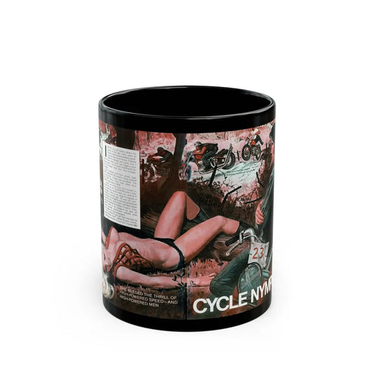 Cycle Nymph, Male magazine, October 1971 - Black Coffee Mug-11oz-Go Mug Yourself