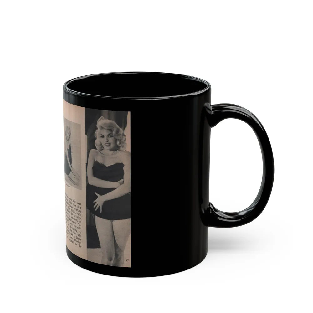 Jayne Mansfield #303 - JAYNE Pocket Magazine Pages 50 & 51 (Vintage Female Icon) Black Coffee Mug-Go Mug Yourself