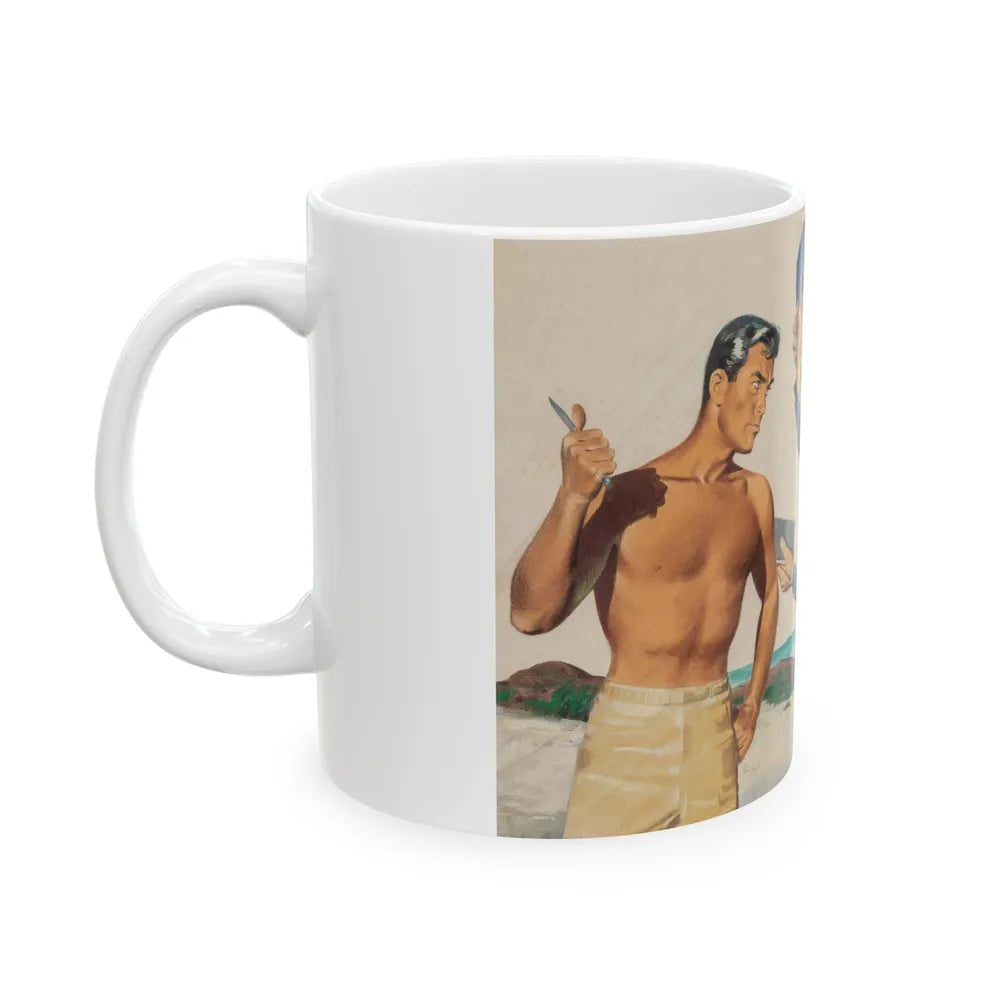 Couple and Cop, probable magazine illustration - White Coffee Mug-Go Mug Yourself