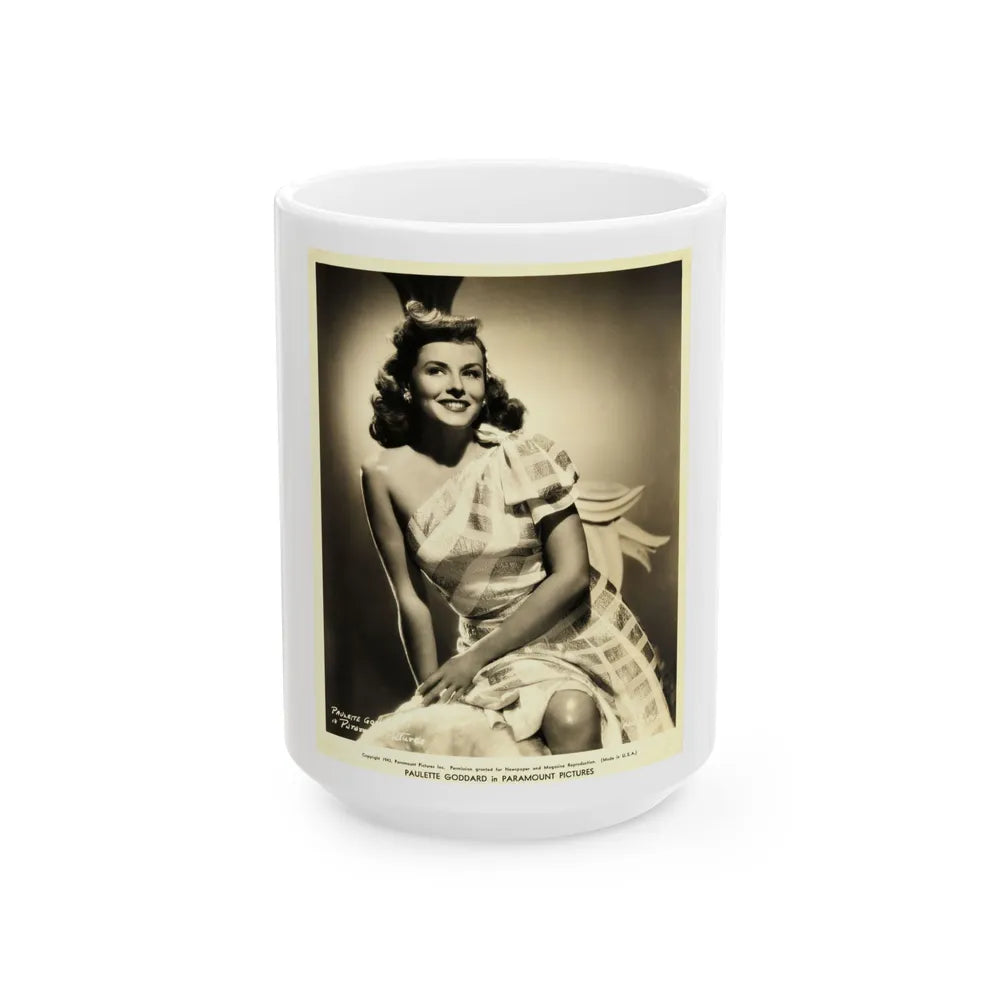 Paulette Goddard #125 (Vintage Female Icon) White Coffee Mug-15oz-Go Mug Yourself