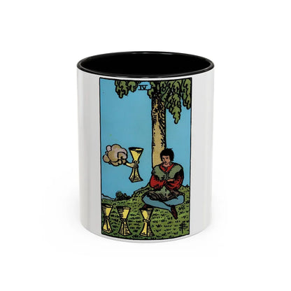 The 4 of Cups (Tarot Card) Accent Coffee Mug-11oz-Black-Go Mug Yourself