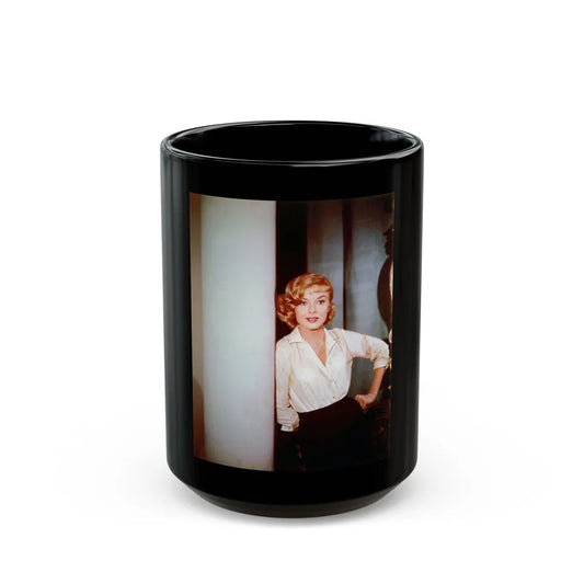 Leslie Parrish #203 (Vintage Female Icon) Black Coffee Mug-15oz-Go Mug Yourself