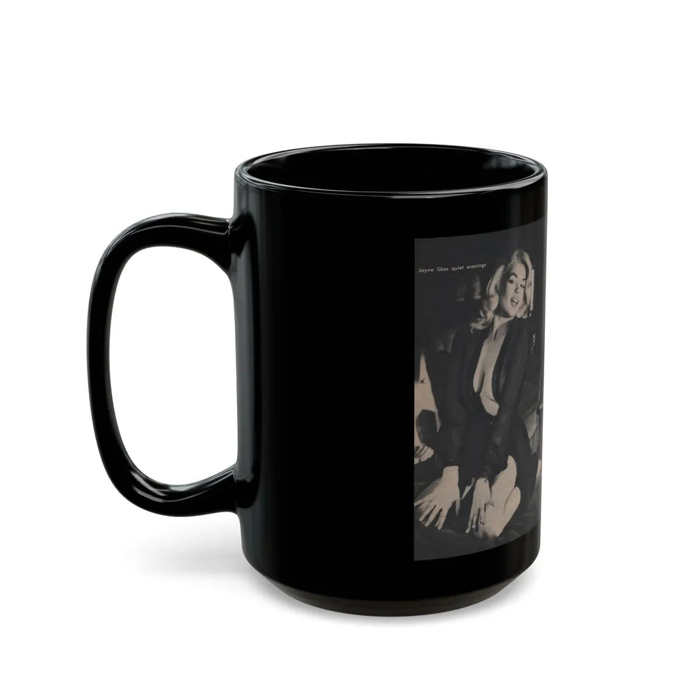 Jayne Mansfield #305 - JAYNE Pocket Magazine Pages 54 & 55 (Vintage Female Icon) Black Coffee Mug-Go Mug Yourself