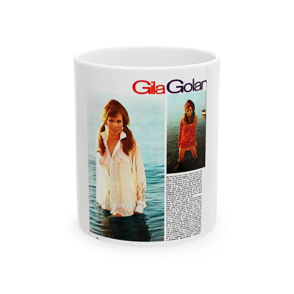 Gila Golan #128 - See through white wet top 1 (Vintage Female Icon) White Coffee Mug-11oz-Go Mug Yourself