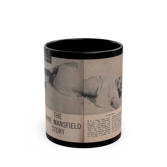 Jayne Mansfield #279 - JAYNE Pocket Magazine Pages 2 & 3 (Vintage Female Icon) Black Coffee Mug-11oz-Go Mug Yourself