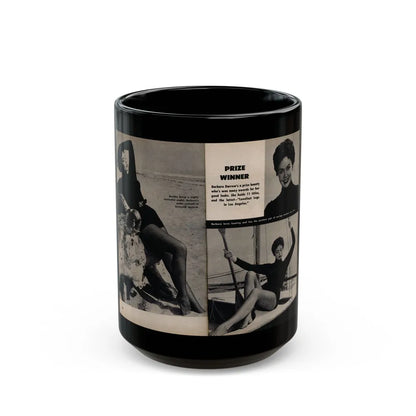 Barbara Darrow #31 - 3 B&W Photos & 3 Captions from Picture Digest Mag. April '56_1 (Vintage Female Icon) Black Coffee Mug-15oz-Go Mug Yourself