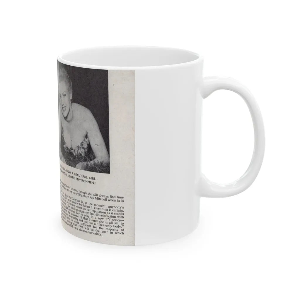 Norma Sykes #147 - 66 PHOTOGRAPHS OF Sabrina U.K. Pocket Mag. Pages 24 & 25 (Vintage Female Icon) White Coffee Mug-Go Mug Yourself