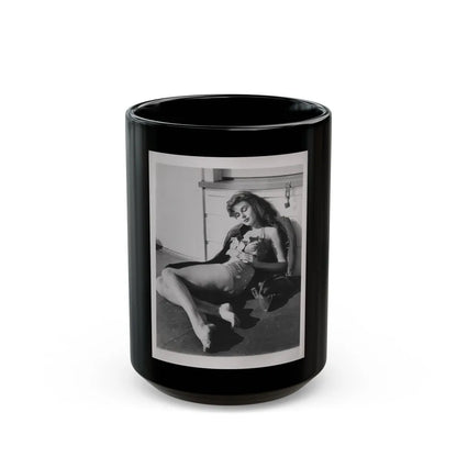 Elaine Stewart #166 - Negative Struck B&W 8x10 50's Era Full Body 1 Piece Swimsuit Cheesecake HQ Photo (Vintage Female Icon) Black Coffee Mug-15oz-Go Mug Yourself