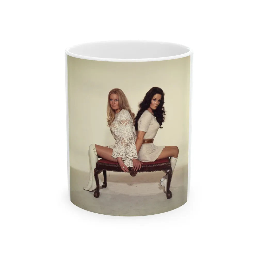 Veronica Carlson #103 with, Hammer Actress Kate O'Mara (Vintage Female Icon) White Coffee Mug-11oz-Go Mug Yourself