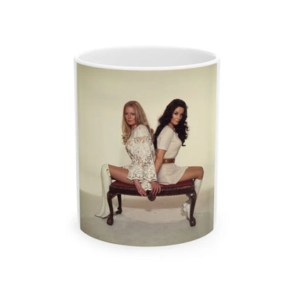 Veronica Carlson #103 with, Hammer Actress Kate O'Mara (Vintage Female Icon) White Coffee Mug-11oz-Go Mug Yourself