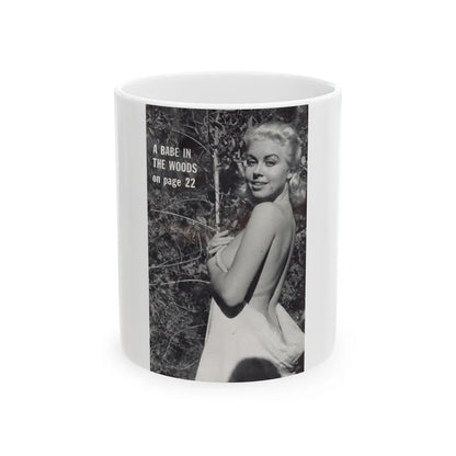 Jeanne Carmen #203 - Reverse Side of Back Cover with, 1 B&W Photo & Caption from Foto-rama Digest Mag. Sept. '58 (Vintage Female Icon) White Coffee Mug-11oz-Go Mug Yourself