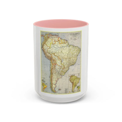 South America (1937) (Map) Accent Coffee Mug-15oz-Pink-Go Mug Yourself