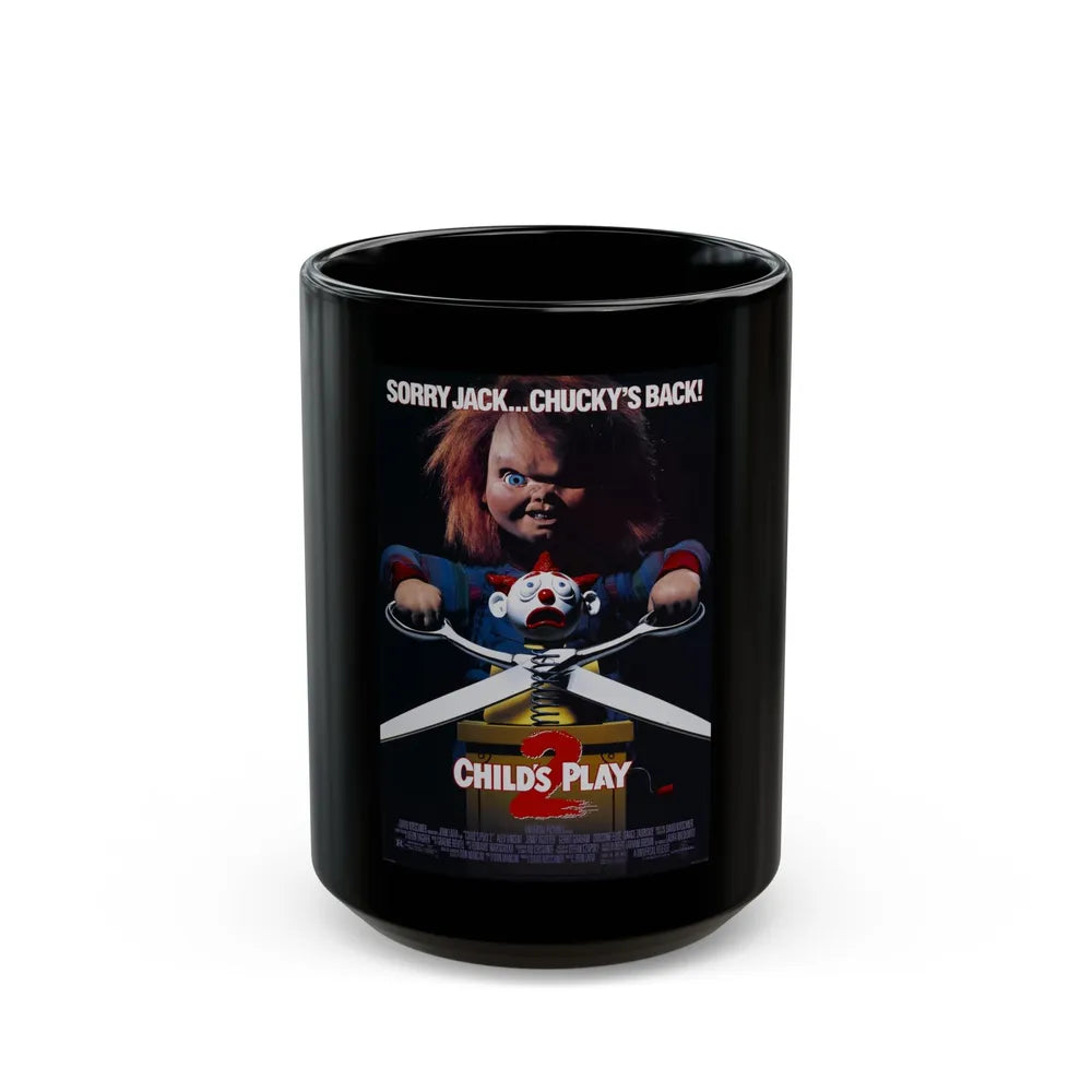 CHILD'S PLAY 2 1990 Movie Poster - Black Coffee Mug-15oz-Go Mug Yourself