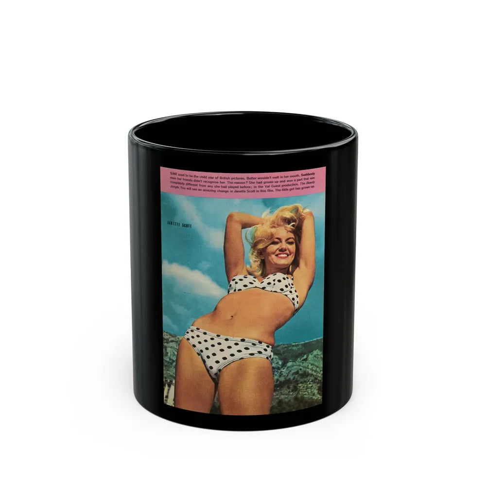 Janette Scott #23 (Vintage Female Icon) Black Coffee Mug-11oz-Go Mug Yourself