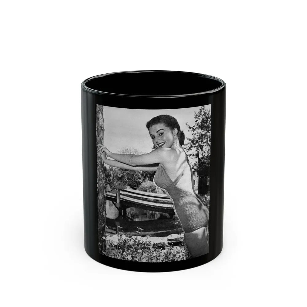 Elaine Stewart #143 (Vintage Female Icon) Black Coffee Mug-11oz-Go Mug Yourself