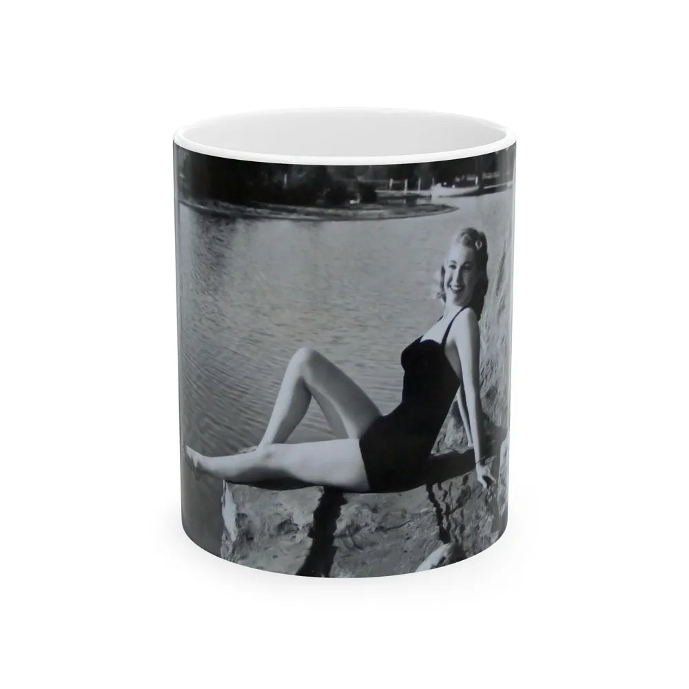 Lori Nelson #236 - 8x10 1-Piece Swimsuit B&W Cheesecake Vintage Pin-Up Photo from 7-11-1952 2 (Vintage Female Icon) White Coffee Mug-11oz-Go Mug Yourself