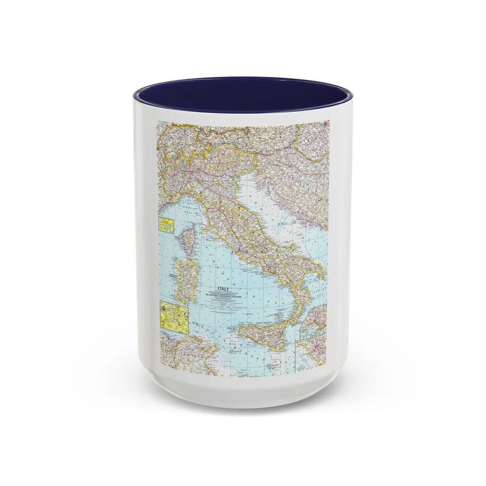 Italy (1961) (Map) Accent Coffee Mug-15oz-Navy-Go Mug Yourself