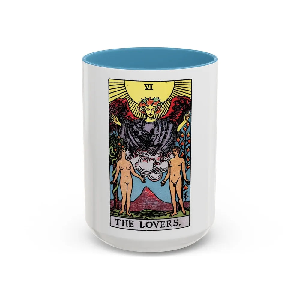 The Lovers (Tarot Card) Accent Coffee Mug-15oz-Light Blue-Go Mug Yourself