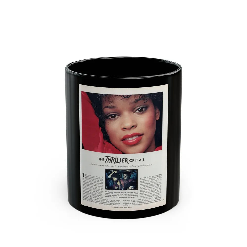 Ola Ray #134 - [Pages 87] Ola Playboy Spread Pages 1 of 5 from Playboy Mag. May '84 (Vintage Female Icon) Black Coffee Mug-11oz-Go Mug Yourself