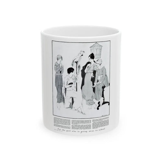 For the girl who is going away to school, Harper's Bazaar, August 1914 - White Coffee Mug-11oz-Go Mug Yourself