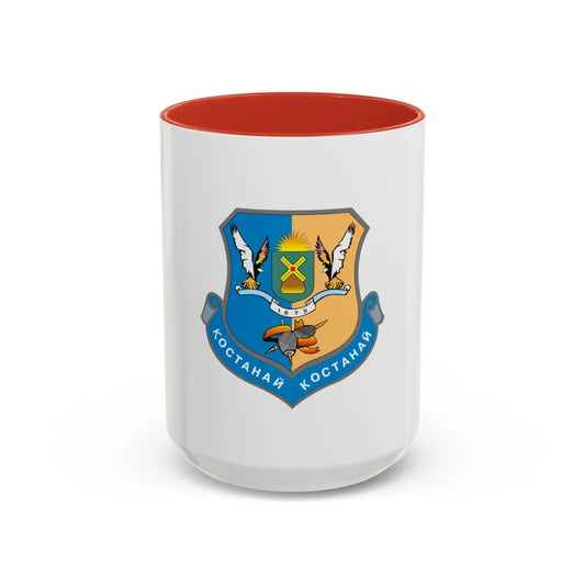 Flag of Kostanay Kazakhstan - Accent Coffee Mug-15oz-Red-Go Mug Yourself