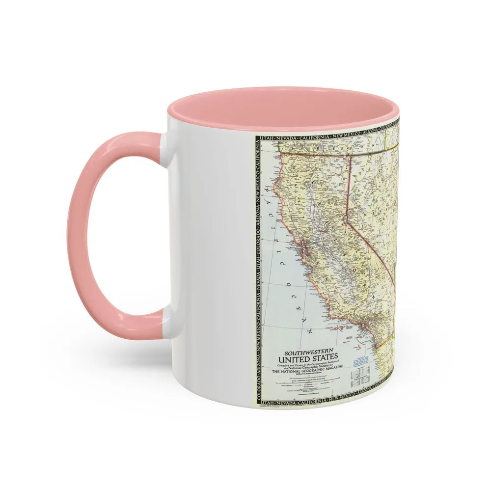 USA - Southwestern (1948) (Map) Accent Coffee Mug-Go Mug Yourself