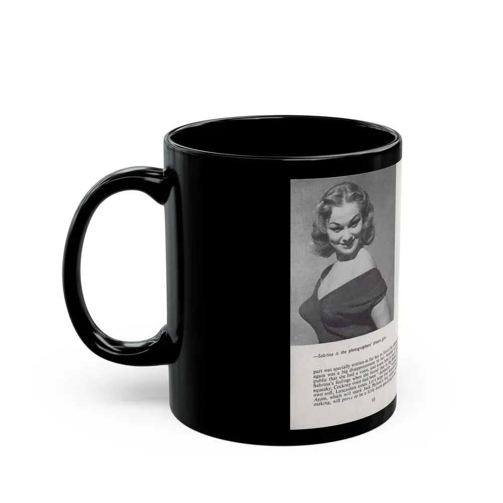 Norma Sykes #140 - 66 PHOTOGRAPHS OF Sabrina U.K. Pocket Mag. Pages 10 & 11 (Vintage Female Icon) Black Coffee Mug-Go Mug Yourself