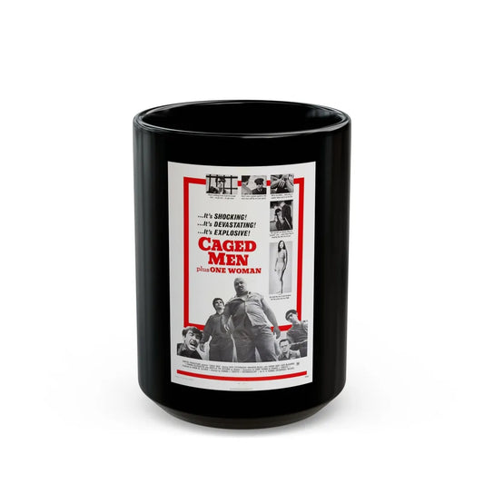 CAGED MEN PLUS ONE WOMAN 1971 Movie Poster - Black Coffee Mug-15oz-Go Mug Yourself